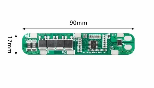 5S 15A BMS İnce Şerit Tip HXYP-5S-BM15 Model 21V Lityum Batarya Koruma Devresi ve Bağlantı Şeması - Pilpunto