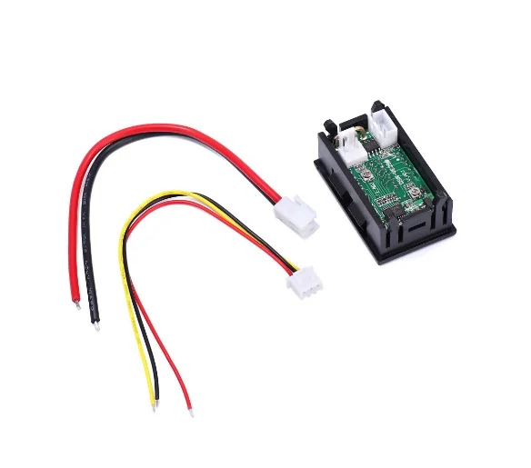 Dijital Voltmetre Ampermetre DC 0-100V 10A - Çift Ekranlı Panel Tip (Kırmızı/Mavi LED) - Görsel 2