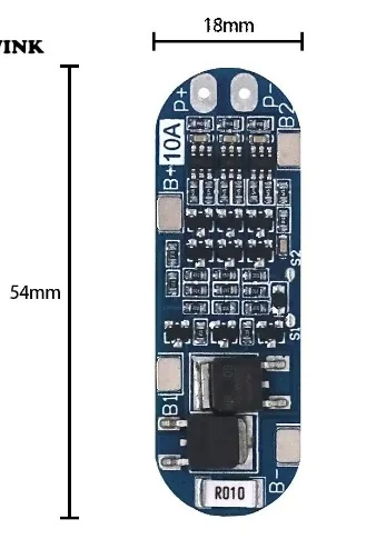 3S 10A BMS 12.6V Lityum Batarya Koruma Devresi - İnce Şerit Tip 18650 (6A Sürekli / 12A Peak) - Görsel 3
