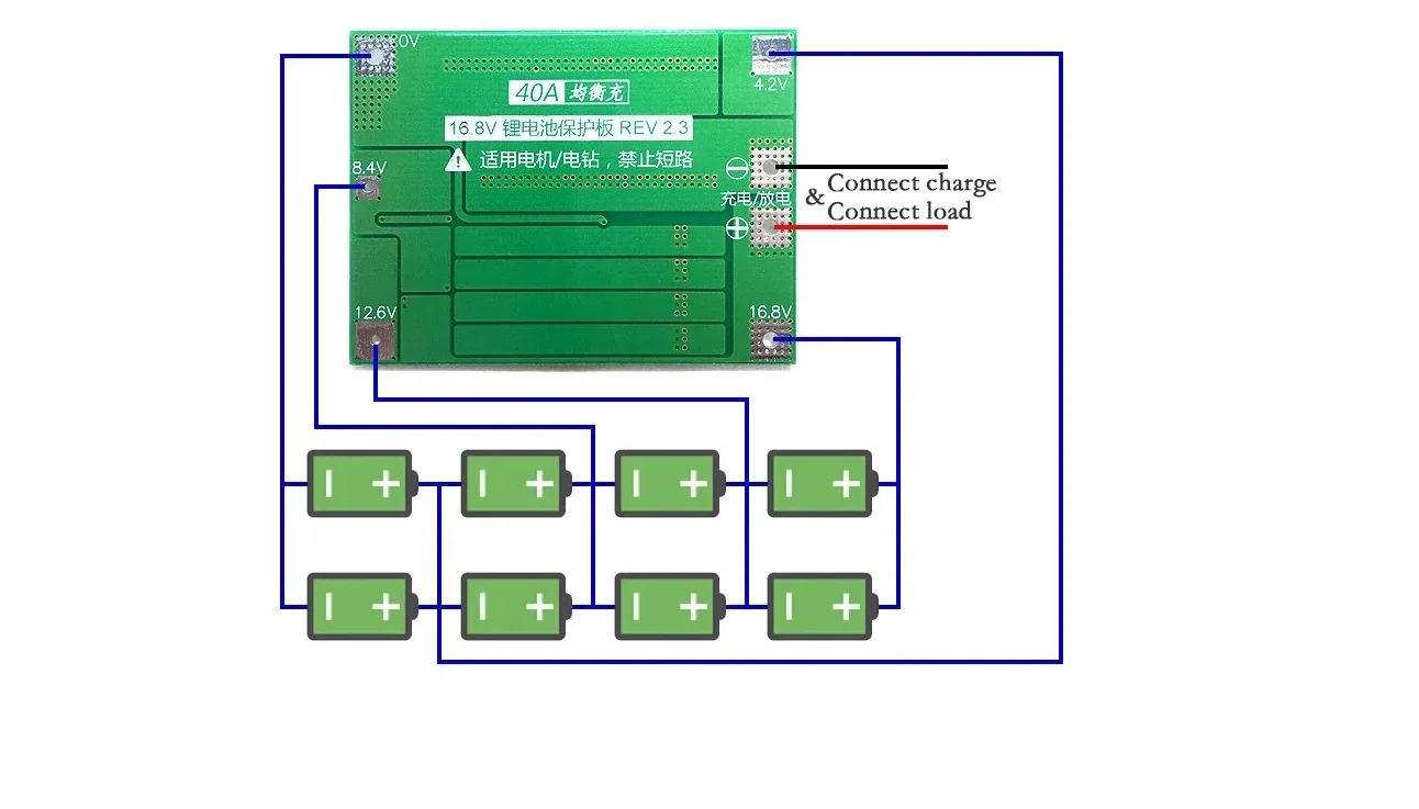 4S 40A Balanslı BMS Devresi HW-293 Model 16.8V Matkap Batarya Kartı ve Yüksek Akım Şeması - Pilpunto