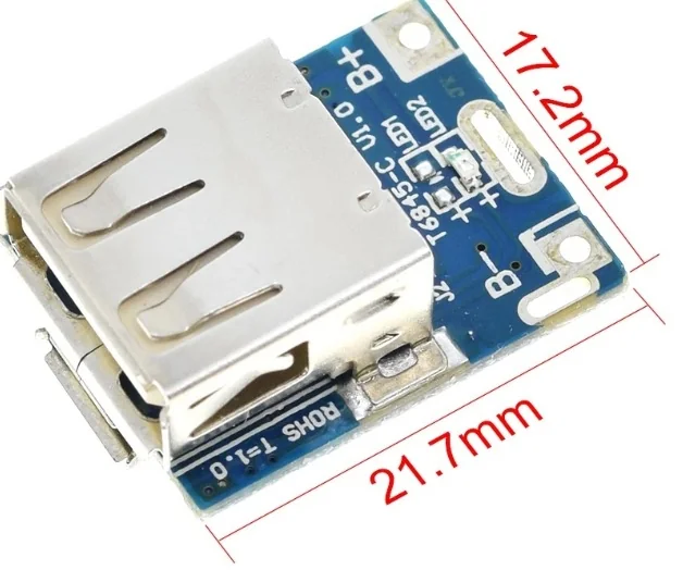3.7V Lityum Pili 5V USB Çıkışa Çeviren Powerbank Modülü Step Up Boost Devresi ve Ölçüleri - Pilpunto