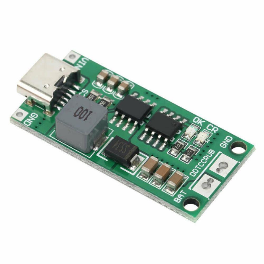 4S 16.8V Type-C girişli 18650 Li-ion ve Li-Po pil şarj modülü ön açılı görünüm